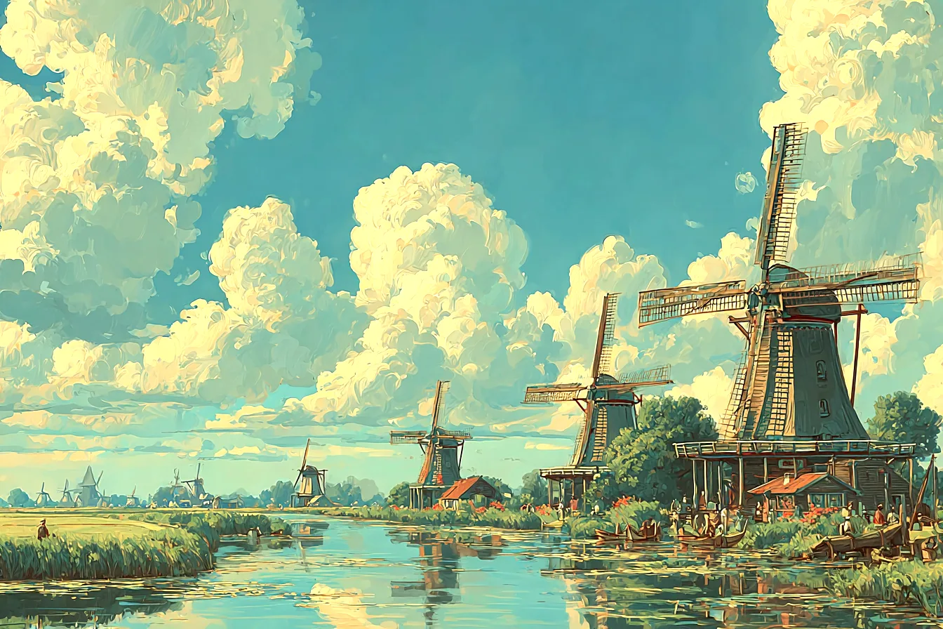 Wind turbines and power infrastructure across a dynamic landscape