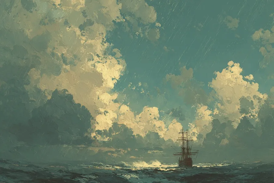 An impressionist rendering of the Ship of Theseus, the paradox that names the book
